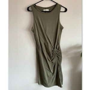 Olive Green Knot-Front Bodycon Dress